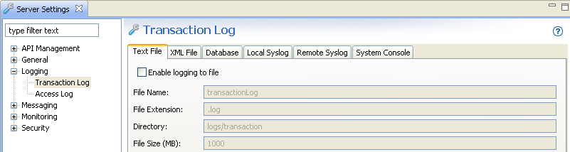 Disable transaction logging