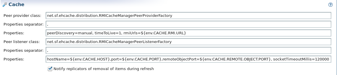 Distributed cache settings for peer discovery