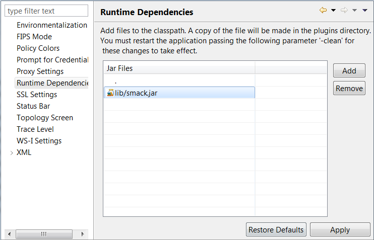 Policy Studio runtime dependencies