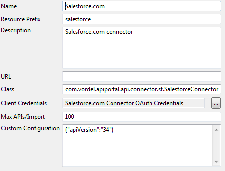 Salesforce.com API connector configuration