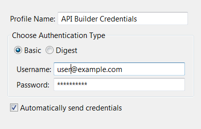 HTTP basic credentials for API Builder