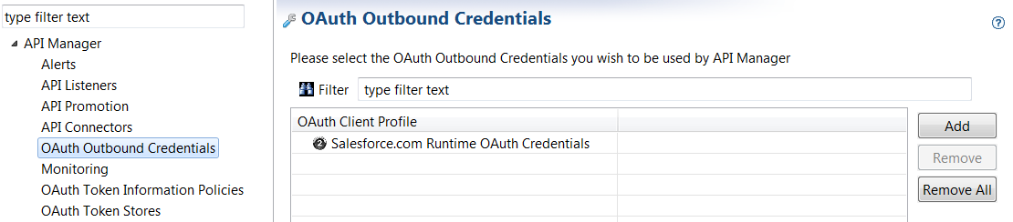 OAuth Outbound Credentials setting 