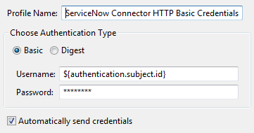 HTTP basic credentials for ServiceNow