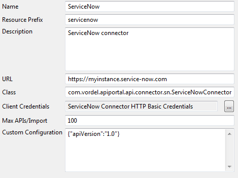 ServiceNow API connector configuration