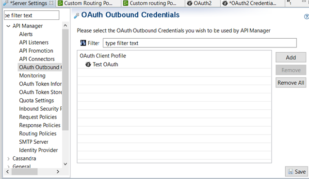 Configure API Manager OAuth Outbound Credentials in Policy Studio