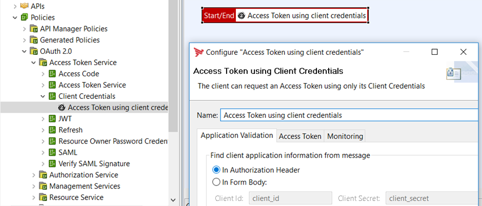 Configure OAuth Client Credentials in Policy Studio