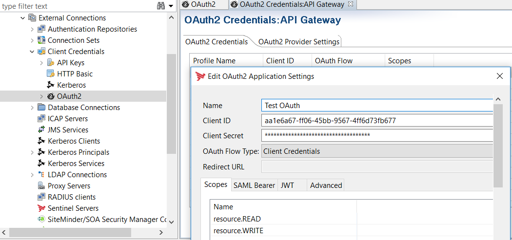 Configure OAuth2 Application Settings in Policy Studio