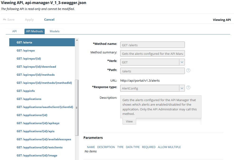 API Manager REST API Swagger 2.0 Definition