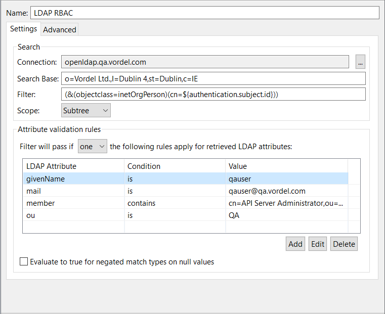 LDAP Attribute Authorization Settings